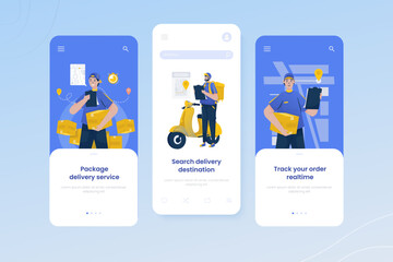 Package delivery service onboard screen mobile app template
