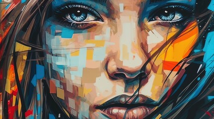 Expressive street art and graffiti, Portrait of a girl . Fantasy concept , Illustration painting.