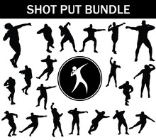 Shotput Silhouette Bundle | Collection Of Shotput Players With Logo