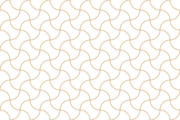 Geometric seamless pattern with gold wavy line, ornamental repeat background in oriental and art deco style with grid line, png transparent.