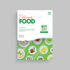 Food Flyer Template design, restaurant food flyer, fast food template vector illustration.	
