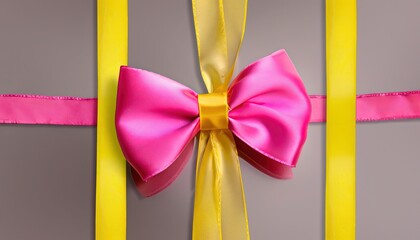 pink bow with yellow ribbon