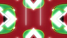 Kaleidoscope Small Dots Pattern Mirrored Animation With Christmas Holiday Decoration. Glowing Lights Seamless Red And Green Parts