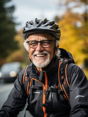 Wall Mural - old man riding a bike