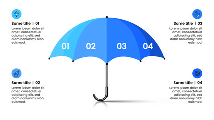 Wall Mural - Infographic template. Umbrella with 4 steps and icons