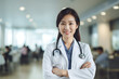 © Khoi Dang - Portrait of a confident smiling female asian doctor with stethoscope at hospital, high quality generative ai