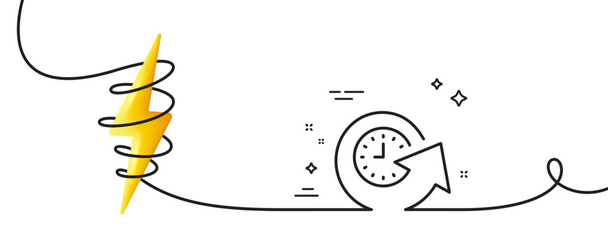 Wall Mural - Update time line icon. Continuous one line with curl. Refresh watch sign. Update time single outline ribbon. Loop curve with energy. Vector