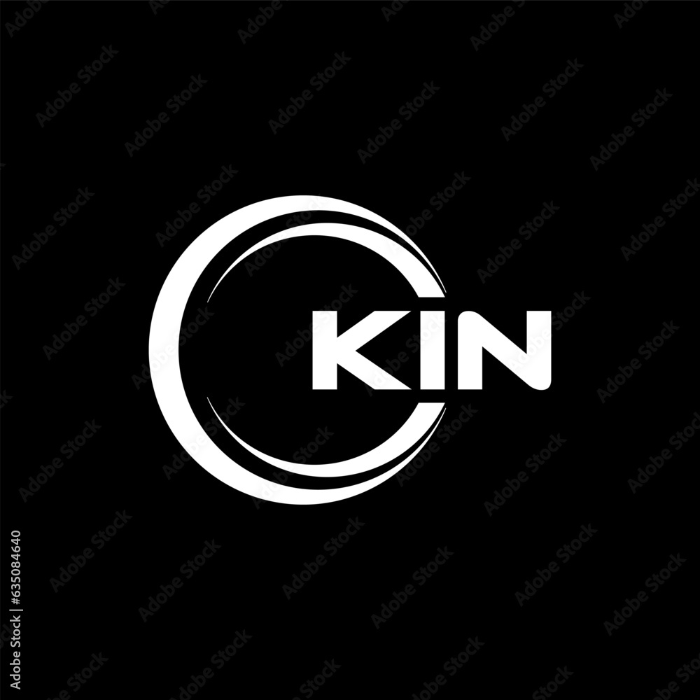 KIN letter logo design with black background in illustrator, cube logo ...