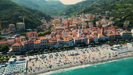 Wall Mural - Aerial view of Noli on the Italian Riviera in the province of Savona, Liguria, Italy