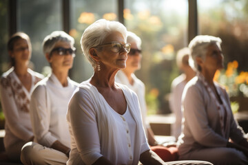 Wall Mural - senior couple doing yoga