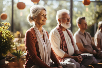 Wall Mural - senior couple doing yoga