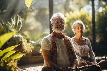 Wall Mural - senior couple doing yoga