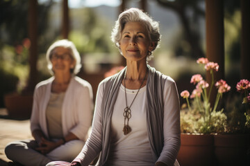 Wall Mural - senior couple doing yoga