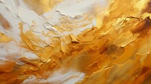 Closeup Of An Abstract Rough Gold Art Painting Texture With Different Colors. Watercolor Abstract Patchwork Painting In Different Shades. Generative AI.