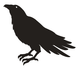 Poster - Creepy crow monochrome silhouette element