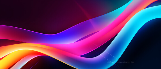 Poster - Glowing Neon Curves: Background with Blur and Colorful Light Line