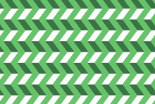 3d Illusion White And Green Chevron Stripes Pattern. Zigzag Lines Herringbone Texture Background. Op Art Chevrons Line Vector Illustration.