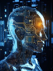 Artificial intelligence, development of automated computer work, online virtual assistant, chat, future technologies, atomatic devices, robot program independent software . AI