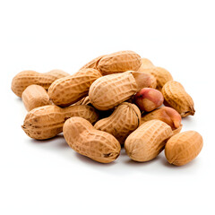 Wall Mural - Heap of Healthy Fresh Peanuts isolated on white