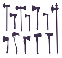 Set Of Silhouettes Of Axes And Halberds