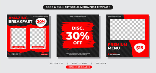 Wall Mural - Food Culinary banner Post promotion template Premium Vector