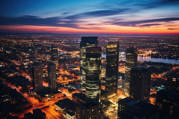 Wall Mural - Aerial photography of modern big city night scene