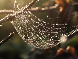 spider web with dew drops