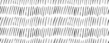 Thin Small Vertical Lines Seamless Pattern. Horizontal Banner With Linear Motif. Rainfall Simple Background. Vertical Dashes Texture, Thin Vector Brush Strokes Ornament. Retro Black And White Texture.