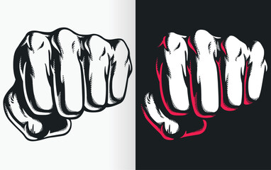 Silhouette Fist Punching Front Blow Tattoo