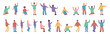 Vector illustration. A large set of multi-colored people in different poses. Minimalism without a face.