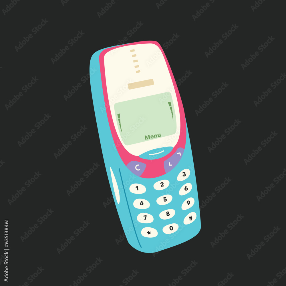 Retro mobile phone device. Mobile phone with buttons. Cute and stylish ...