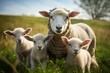 Close-Up: Shepherd Caring for Lambs in the Outdoor Setting, Generative Ai