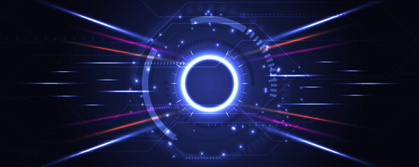 Wall Mural - abstract technology background with various technology elements hi-tech communication concept innova