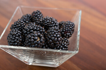 Fresh ripe black bramble blackberries new harvest