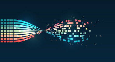 Leinwandbilder - Structuring the flow of information. Data analytics concept. Sorting a large amount of data on a dark background. Big data visualization. Futuristic network or business analytics.