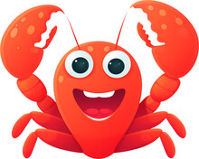 Bright Red Lobster Character, Isolated On Transparent; Generative AI Illustration
