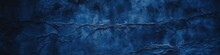 Black Dark Navy Blue Texture Background For Design. Toned Rough Concrete Surface. A Painted Old Building Wall With Cracks. Close-up. Distressed, Collapsed, Destruction. Web Banner. Wide. Panoramic