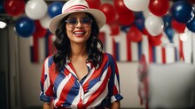 A Woman Showing Her Patriotism With A Patriotic-themed Outfit
