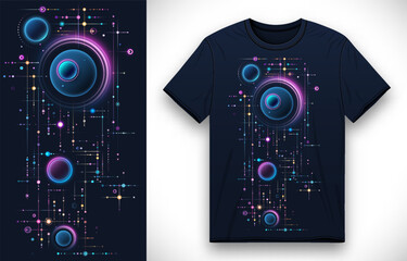 fabric textile design with abstract minimalistic geometric cyberspace composition for t-shirt prints
