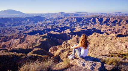 Wall Mural - Woman in wilderness nature- Spain, Andalusia