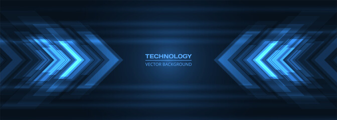 Poster - Abstract blue arrows futuristic technology background concept high-speed movement. Dynamic motion blue hi tech digital arrows and stripes. Vector illustration
