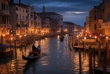 Fototapeta Big Ben - Venetian Canal Serenade: Hyper-Realistic Scene of Gondolier's Melodies, Historic Buildings Reflected in Canals, Sunset's Golden Radiance
