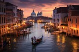 Fototapeta Big Ben - Canal Song of Venice: Hyper-Realistic Gondolier Serenading Tourists, Historic Buildings Reflecting in Canals, Sunset's Golden Radiance
