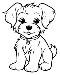 Wall Mural - Minimalist Cartoon Dog Coloring Page. Simple thick lines kids or children cartoon coloring book pages. Clean drawing can be vectorized to illustration.