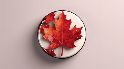 Wall Mural - Canadian flags in grass,Thanksgiving day banner with colorful leaves. Generative Ai