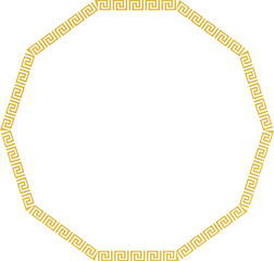 Decagon Frame Greek key pattern Greek meander pattern ornamental borders seamless meander pattern Luxury decorative golden frame gold picture frame golden frame ornamental borders decoration Antique 