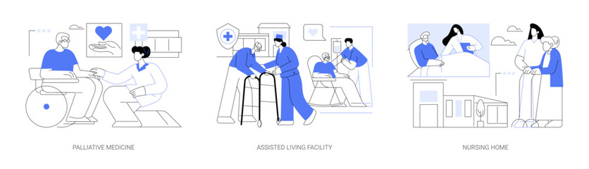 Poster - Hospice and palliative medicine abstract concept vector illustrations.