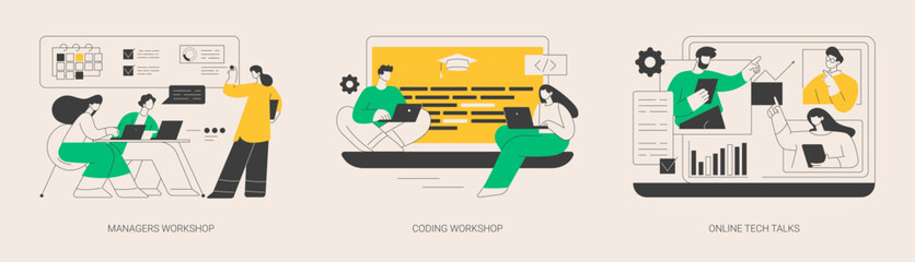 IT digital education abstract concept vector illustrations.