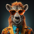 crazy animal with orange sunglasses