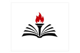 Fototapeta  - creative open book torch logo vector symbol icon design illustration